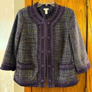 Chicos Tweed 3/4 Sleeve Jacket